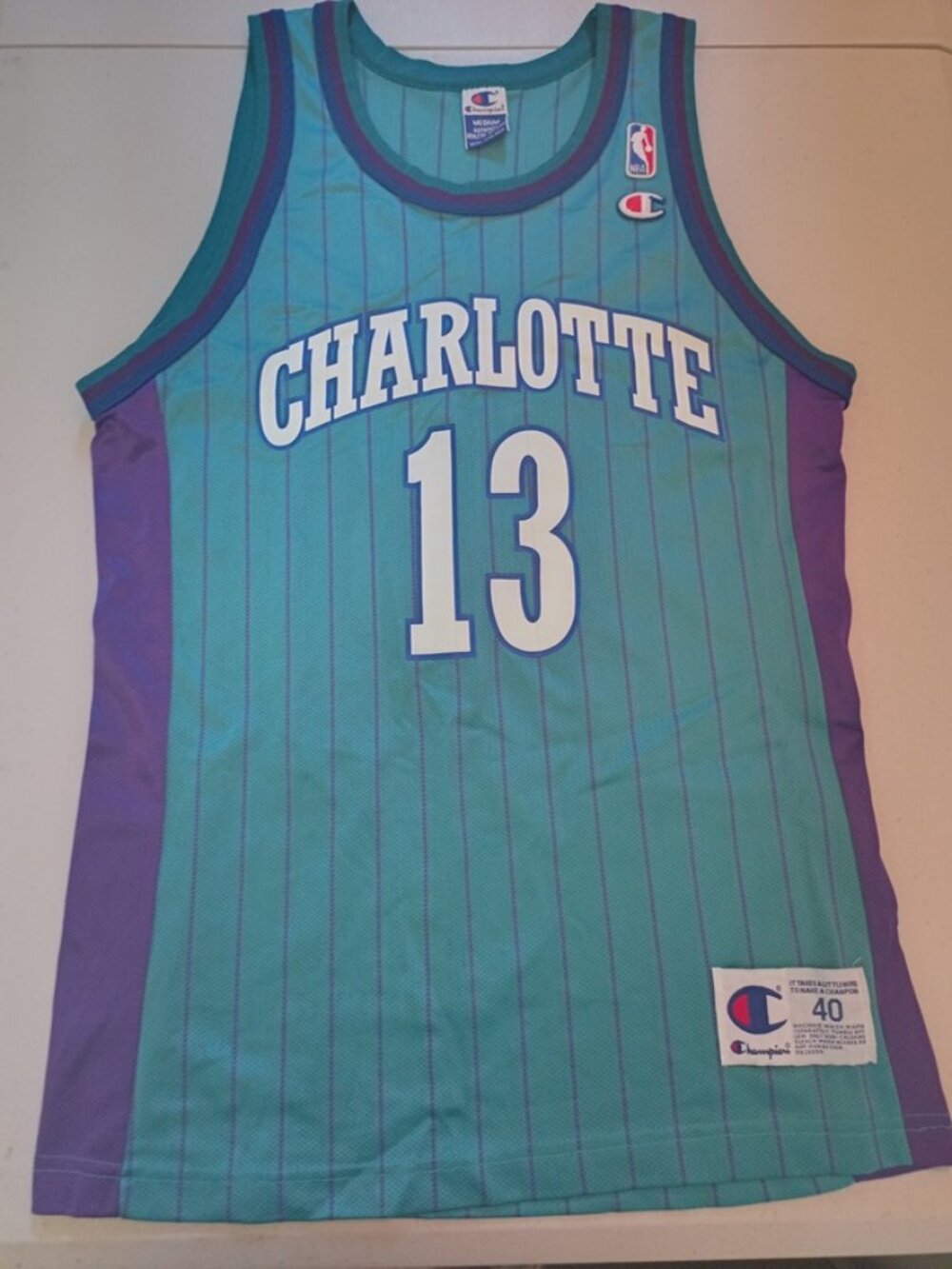 VINTG Champion Bobby Phills Charlotte Hornets NBA Basketball Jersey Adult Med 40